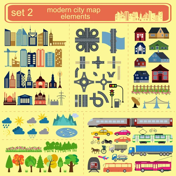 Modern city map elements for generating your own infographics, m — Stock Vector