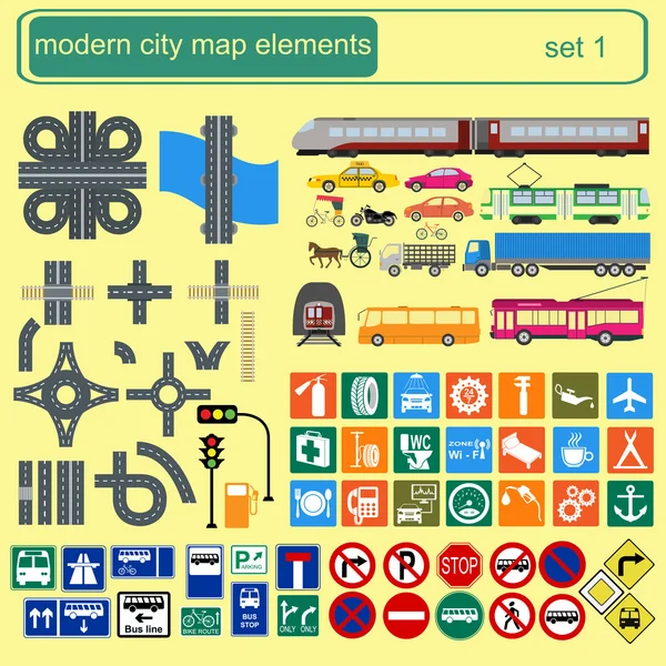 あなた自身のインフォ グラフィックを生成するための近代的な都市マップ要素 m — Διανυσματικό Αρχείο