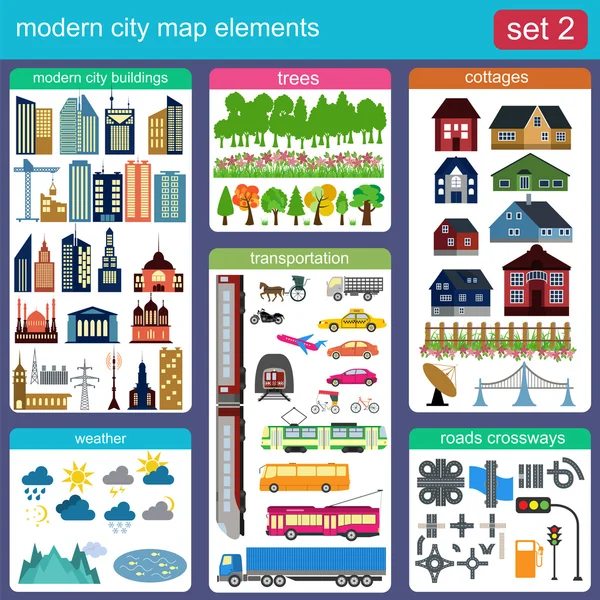 Moderni elementi della mappa della città per generare la propria infografica, m — Vettoriale Stock