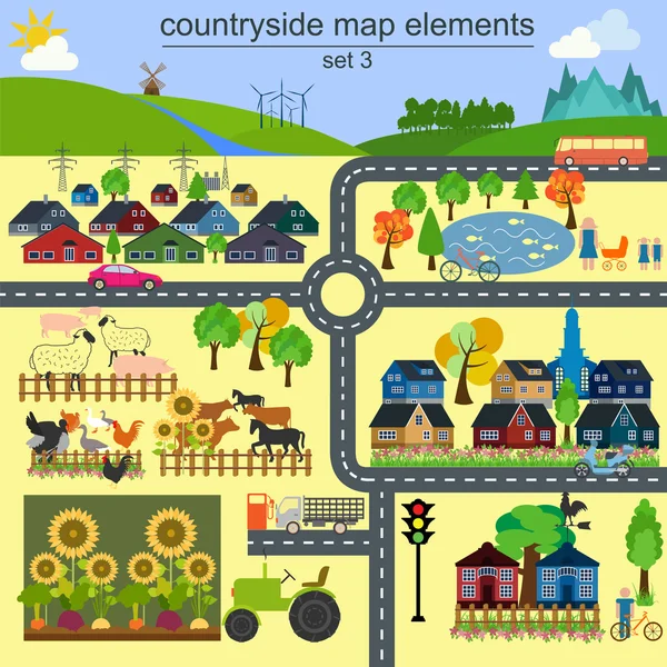 Landkartenelemente zur Generierung eigener Infografiken, — Stockvektor