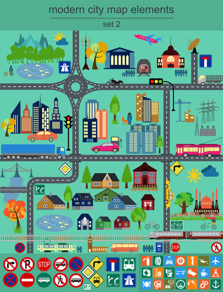Modern city map elements for generating your own infographics, m