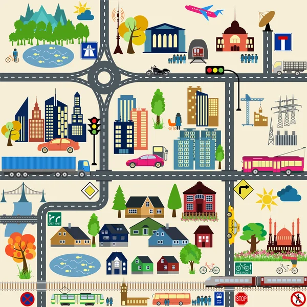 Moderne Stadtplanelemente zur Erstellung eigener Infografiken, m — Stockvektor