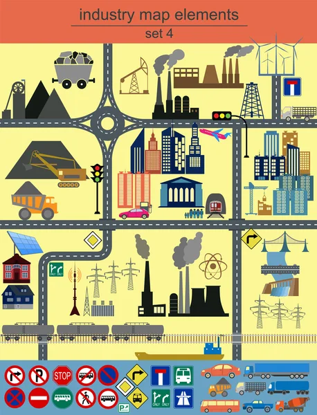 Éléments de carte de l'industrie pour générer vos propres infographies, cartes — Image vectorielle