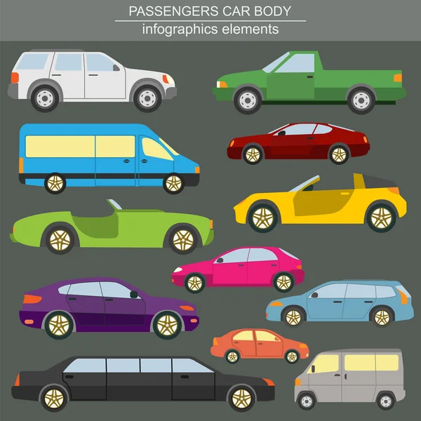 Carro de passageiros, infográficos de transporte —  Vetores de Stock