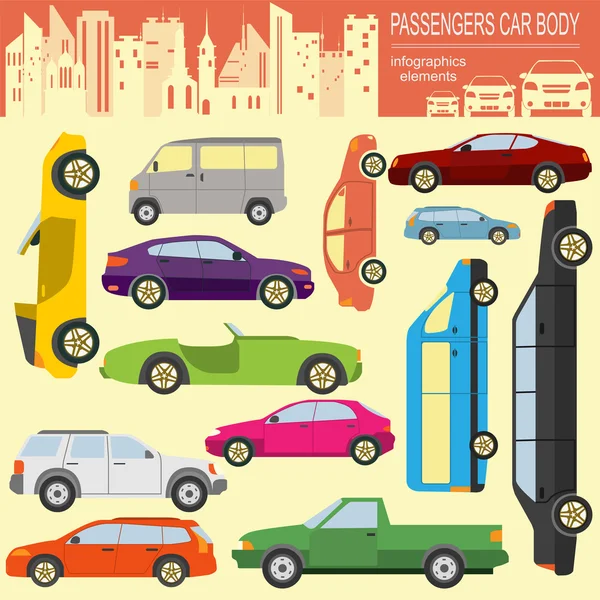 Personenauto's, vervoer infographics — Stockvector