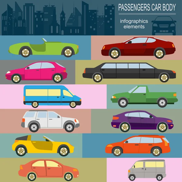 Passenger car, transportation infographics — Stock Vector