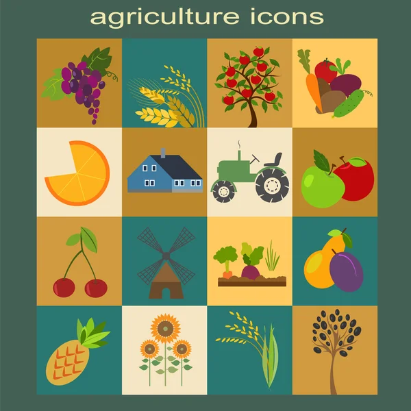 Set agriculture, icônes de l'agriculture . — Image vectorielle