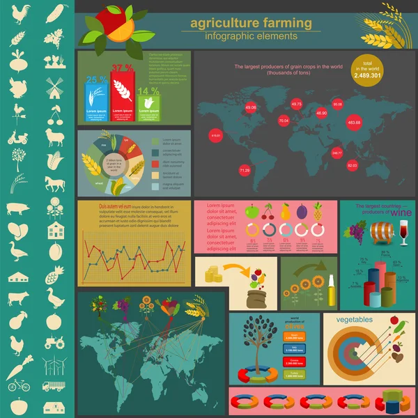 Tarım, tarım infographics — Stok Vektör