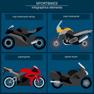 set kendi infographics oluşturmak için öğeleri sportbikes veya