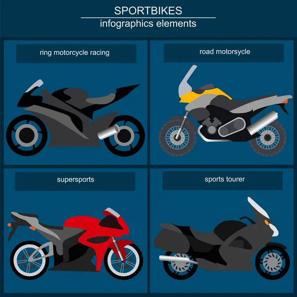 Set of elements sportbikes for creating your own infographics or — Stock Vector