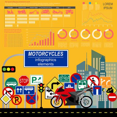 Motosiklet öğeleri, ulaşım infographics kümesi