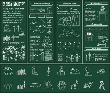 yakıt ve enerji sektöründe Infographic, set öğeleri oluşturmak için