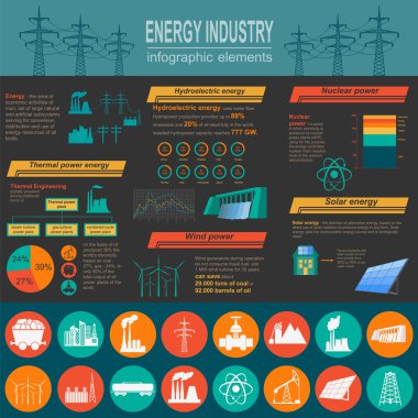 yakıt ve enerji sektöründe Infographic, set öğeleri oluşturmak için