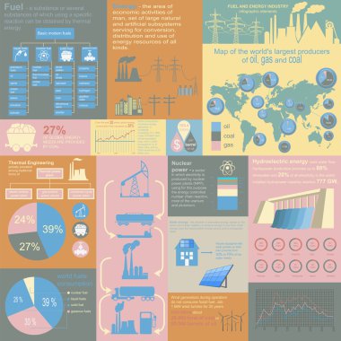 yakıt ve enerji sektöründe Infographic, set öğeleri oluşturmak için