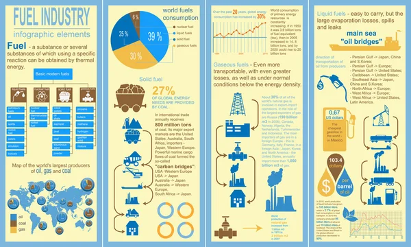 Infografik für die Kraftstoffindustrie, Set-Elemente für die Erstellung eigener in — Stockvektor