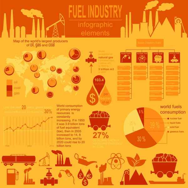 Infografía de la industria del combustible, establecer elementos para crear su propio en — Vector de stock