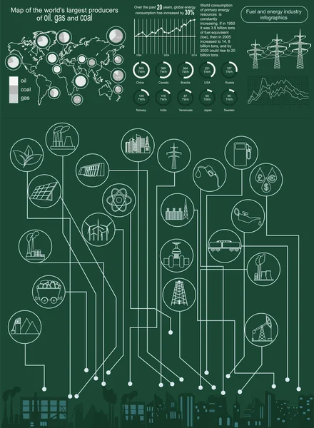 Infografía de la industria de combustibles y energía, elementos establecidos para crear — Vector de stock