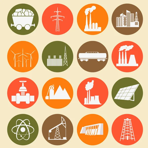 Set 16 iconos de combustible y energía — Vector de stock