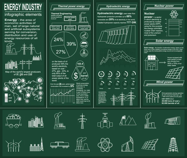 Fuel and energy industry infographic, set elements for creating — Stock Vector