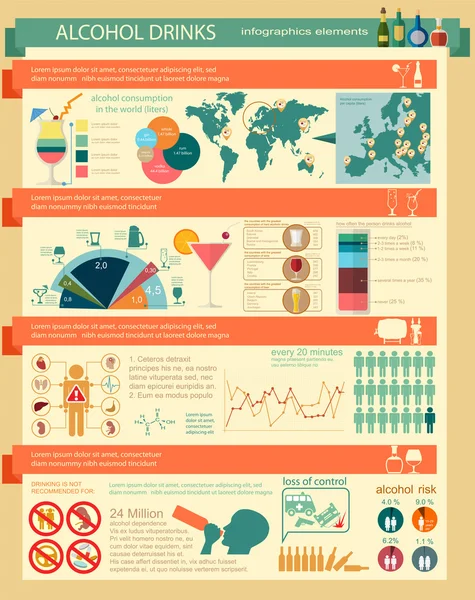 Alkohol pije infographic — Stockový vektor