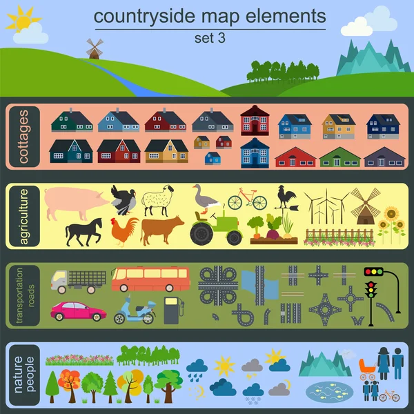 Contryside elemente de hartă — Vector de stoc