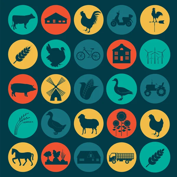 Nastavit zemědělství, chov zvířat ikony. — Stockový vektor