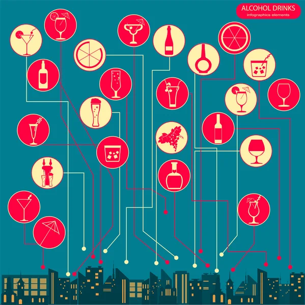 Alcohol bebidas infografíaalcool boissons infographiqueinfographic ποτά αλκοόλ — Διανυσματικό Αρχείο