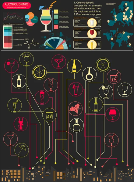 Alkoholgetränke Infografik — Stockvektor