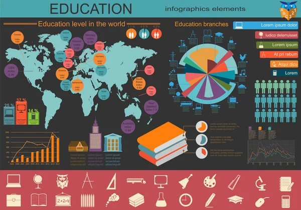 Eğitim okul infographics. Küme oluşturmak için öğeleri, ow — Stok Vektör