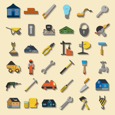 Ev onarım araçları simge kümesi.