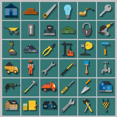 Ev onarım araçları simge kümesi.