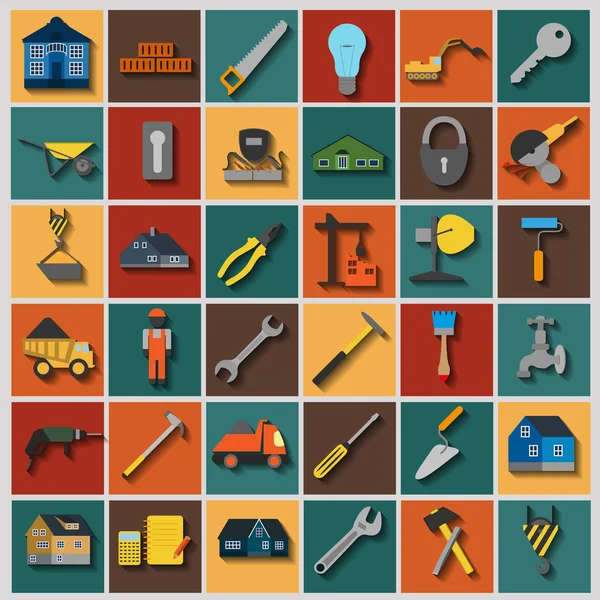 Set of house repair tools icons. — Stock Vector