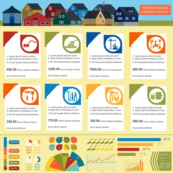 Dom Naprawa infographic, zestaw elementów — Wektor stockowy