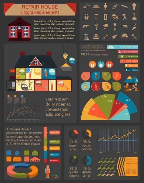 House repair infographic, set elements — Stock Vector