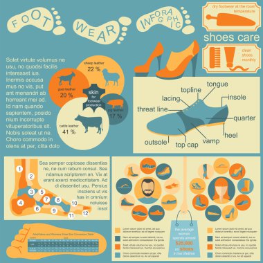 Ayakkabı infographics öğeleri. Kolayca düzenlenmiş