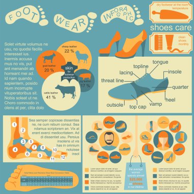Ayakkabı infographics öğeleri. Kolayca düzenlenmiş
