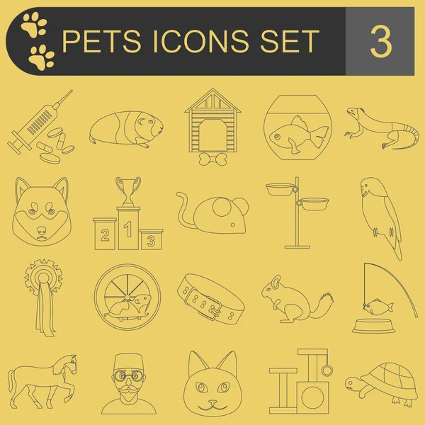 Domestic pets and vet healthcare flat icons set — Stock Vector