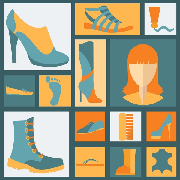 Ensemble d'icônes éléments de chaussures. Facilement édité — Image vectorielle