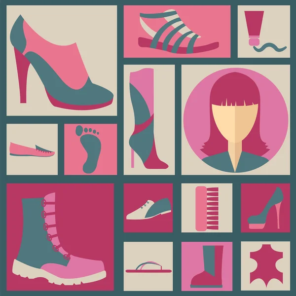 Ensemble d'icônes éléments de chaussures. Facilement édité — Image vectorielle