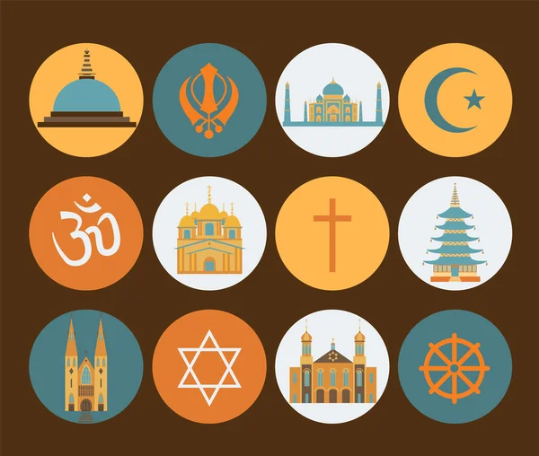 Conjunto de iconos de religión — Vector de stock