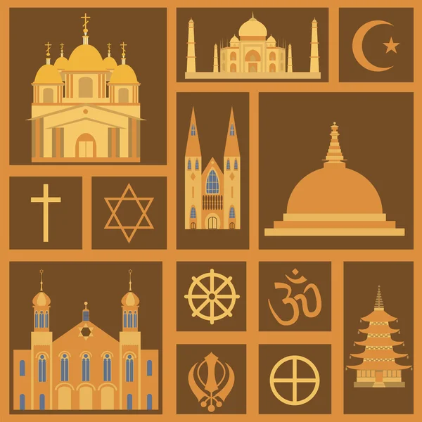 Religie pictogrammenset — Stockvector