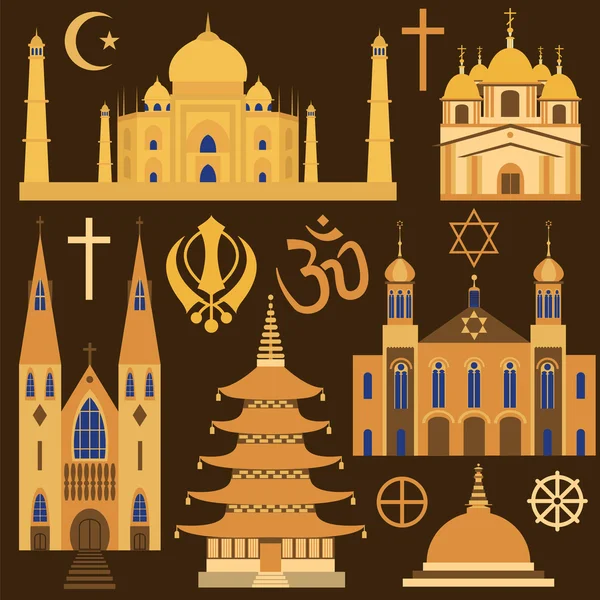 Conjunto de iconos de religión — Vector de stock