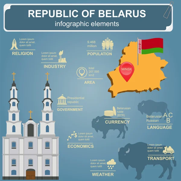 Belarus  infographics, statistical data, sights. Vector illustration — Stock Vector