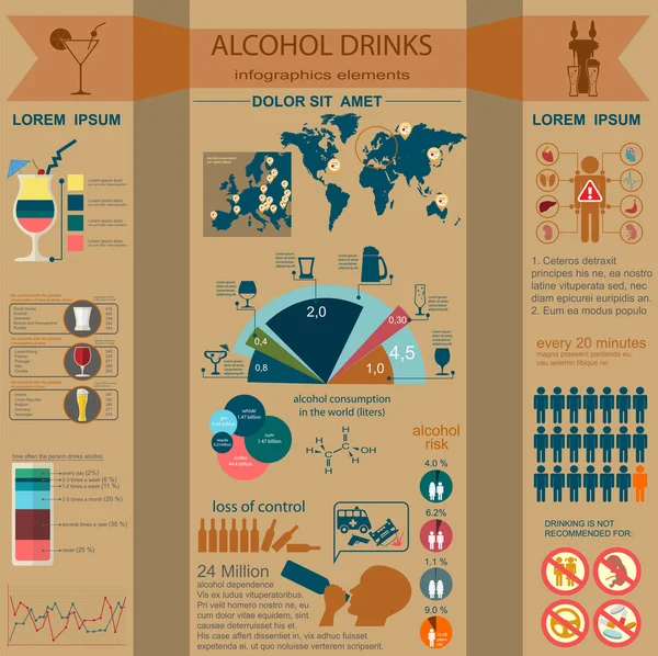 Alcohol drinks infographic — Stock Vector