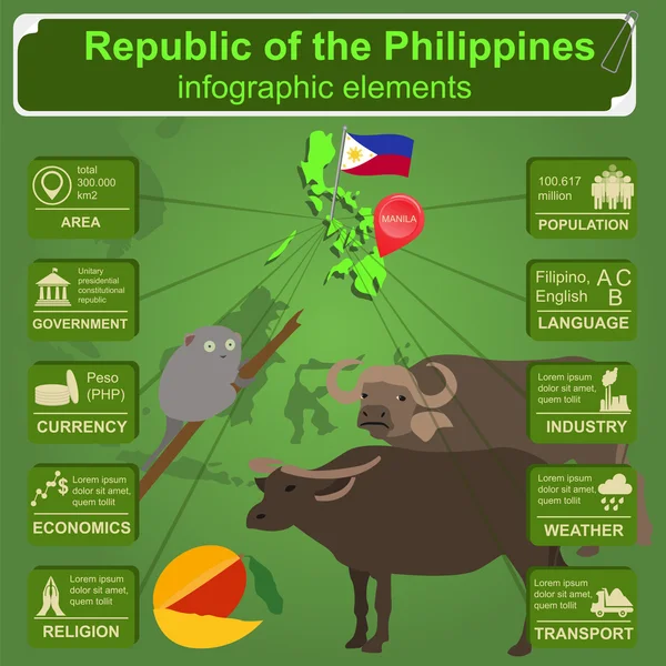 Philippines infographies, données statistiques, vues . — Image vectorielle