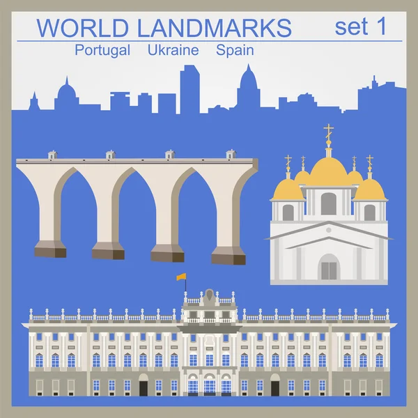 World landmarks icon set. Elementi per la creazione di infografiche — Vettoriale Stock