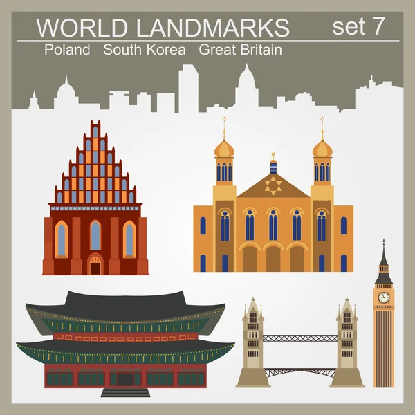 World landmarks icon set. Elements for creating infographics — Stock Vector