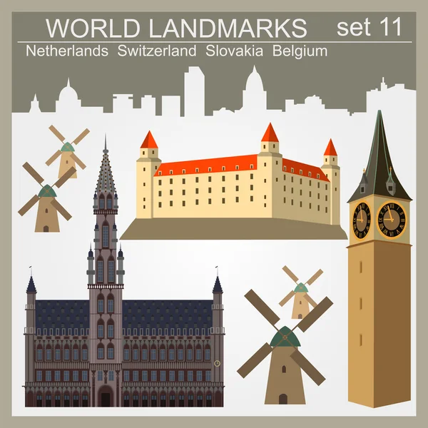 World landmarks icon set. Elements for creating infographics — Stock Vector