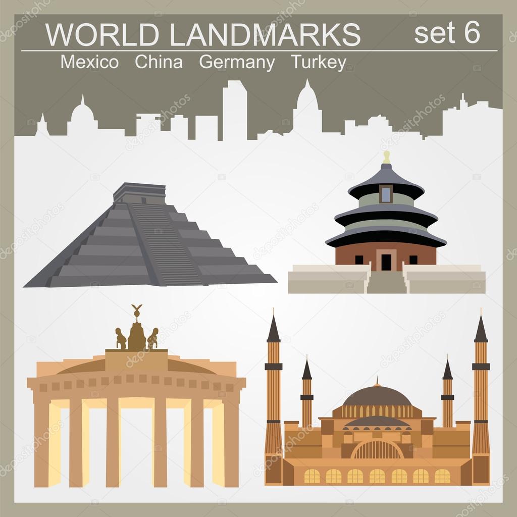 World landmarks icon set. Elements for creating infographics