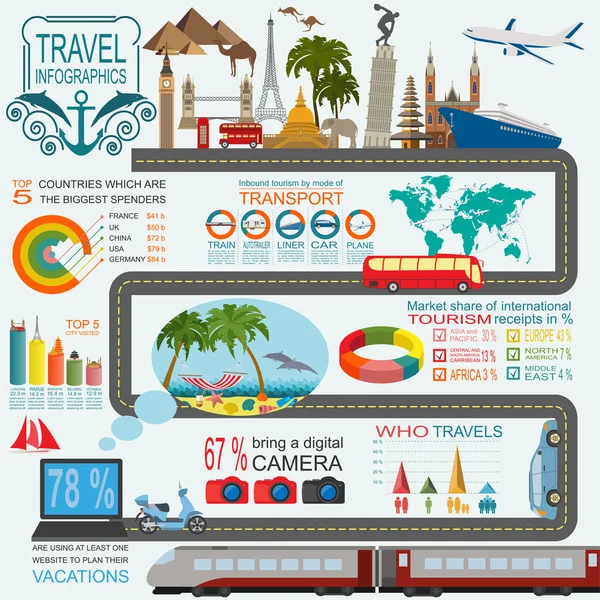 Reisen. Urlaub. Infografiken zum Badeort. Elemente für Kreat — Stockvektor